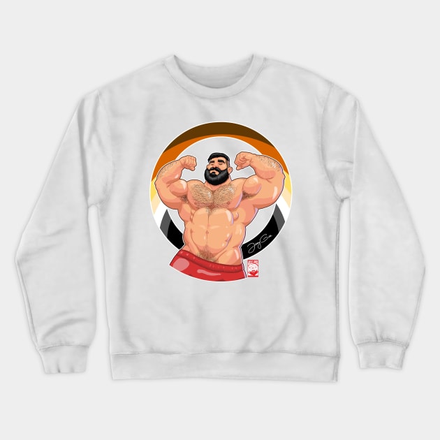 Flexing Muscle Bear Crewneck Sweatshirt by JayGeeArt